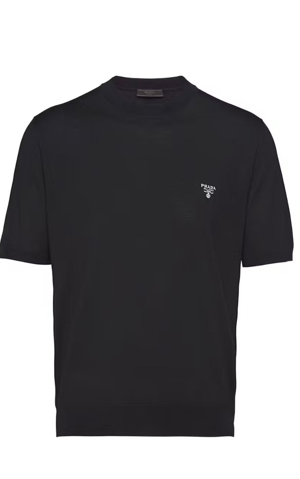 Prada Cotton T-Shirt Black Logo wool short sleeved shirt