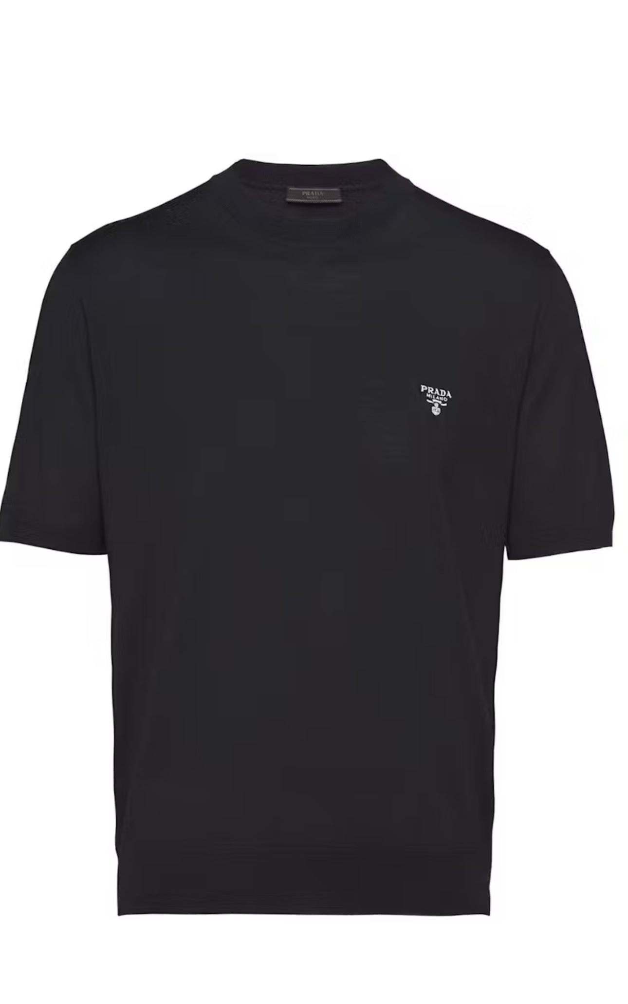 Prada Cotton T-Shirt Black Logo wool short sleeved shirt