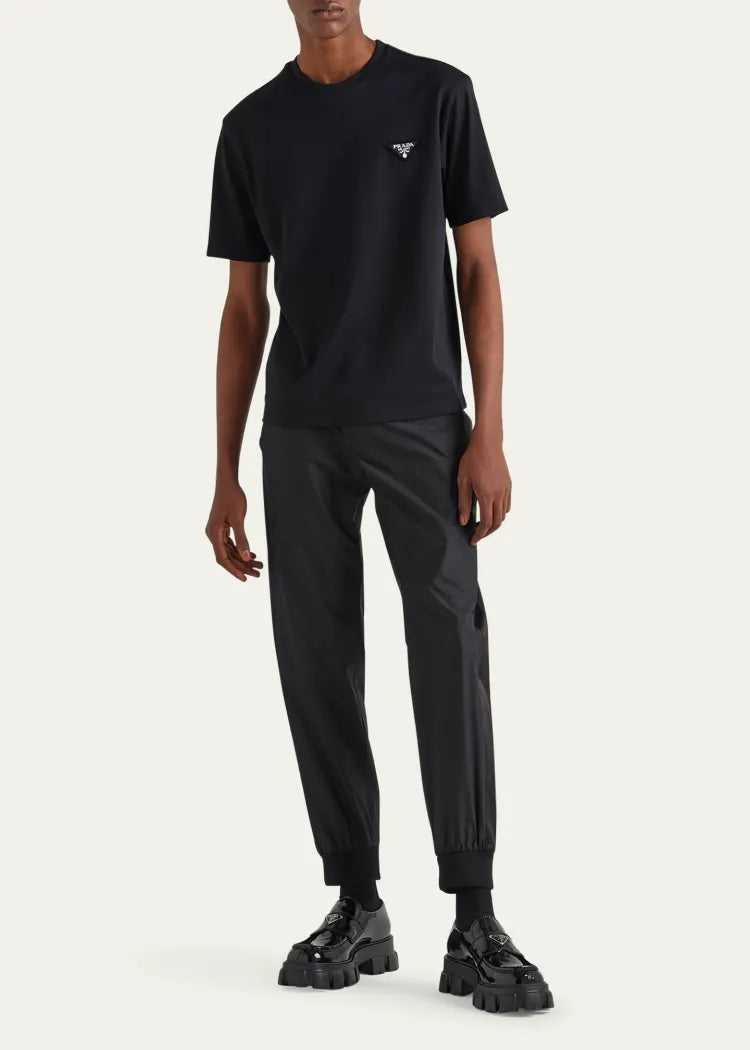 Prada Cotton T-Shirt Black Logo wool short sleeved shirt