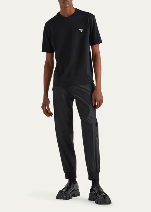 Prada Cotton T-Shirt Black Logo wool short sleeved shirt
