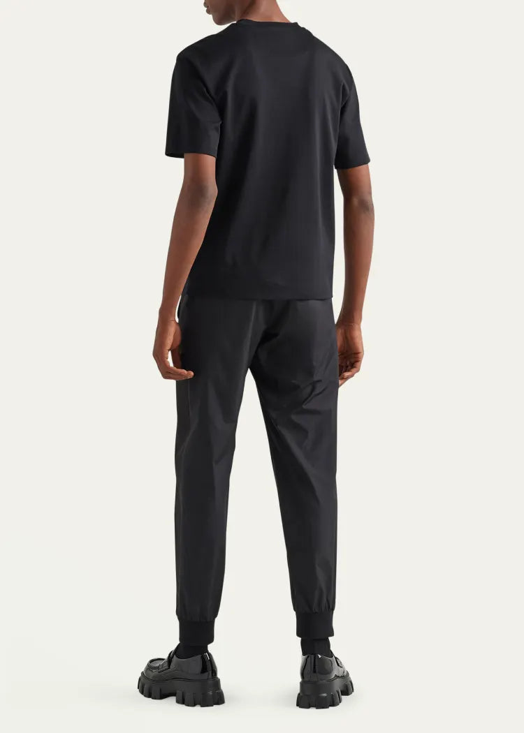 Prada Cotton T-Shirt Black Logo wool short sleeved shirt